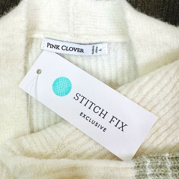 Pink Clover Color Block Striped Oversized Cardigan - Size Large - Picture 4 of 4